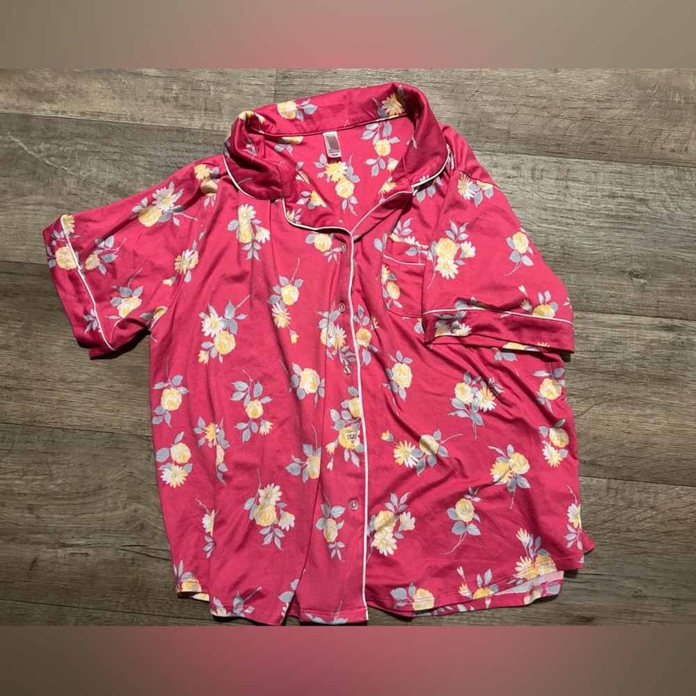 Cute and Cozy Pink Floral Pajama Top